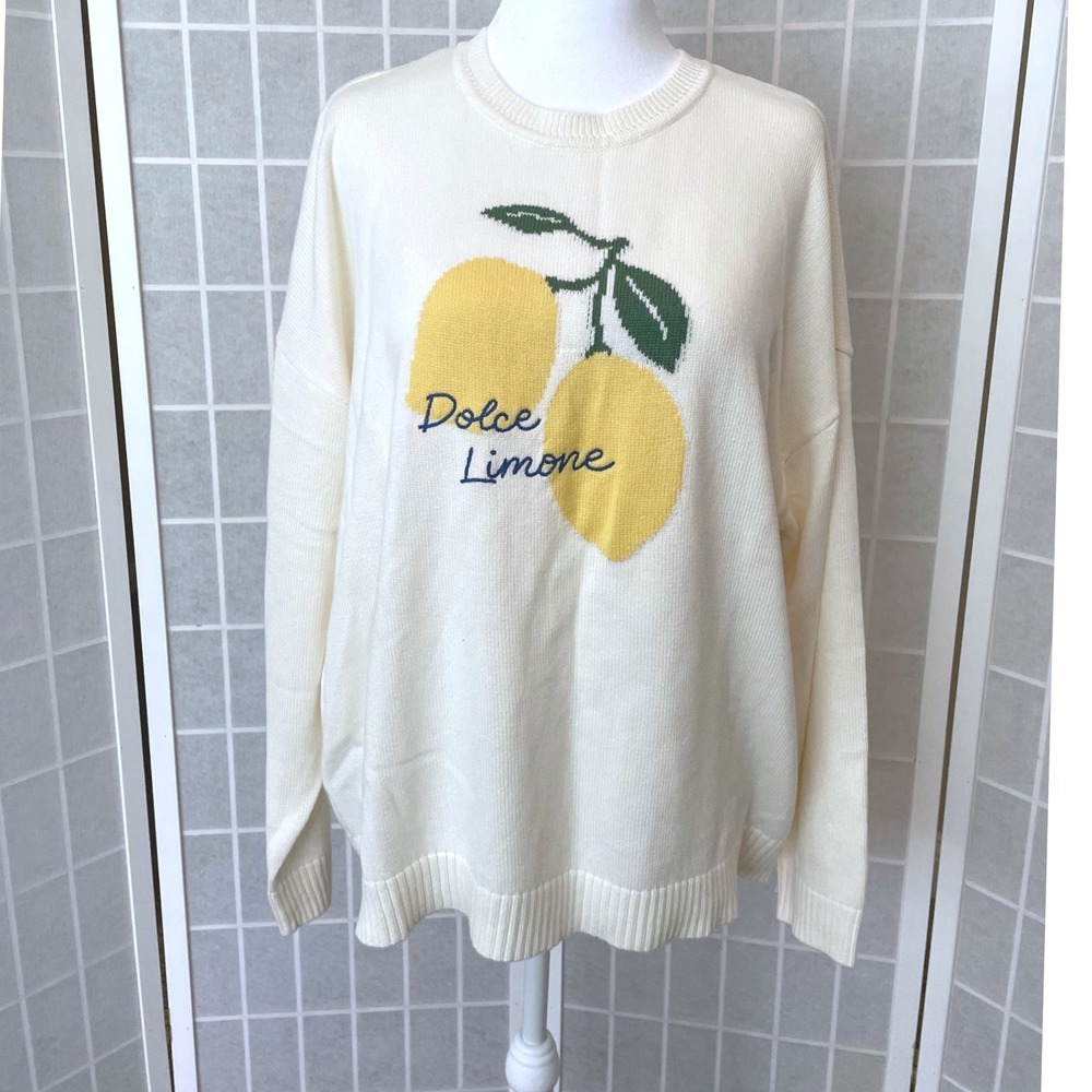 Torrid Dolce Limone Lemon Crewneck Sweater 1X NEW Italian Coastal Novelty Preppy